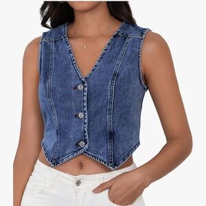Cropped Denim Vest